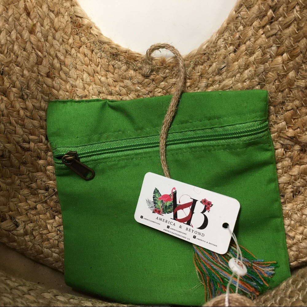 America and Beyond embroidered rattan straw tote - Picture 7 of 8